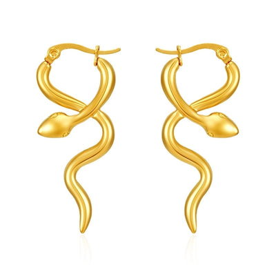 1 Pair IG Style Snake 304 Stainless Steel Earrings