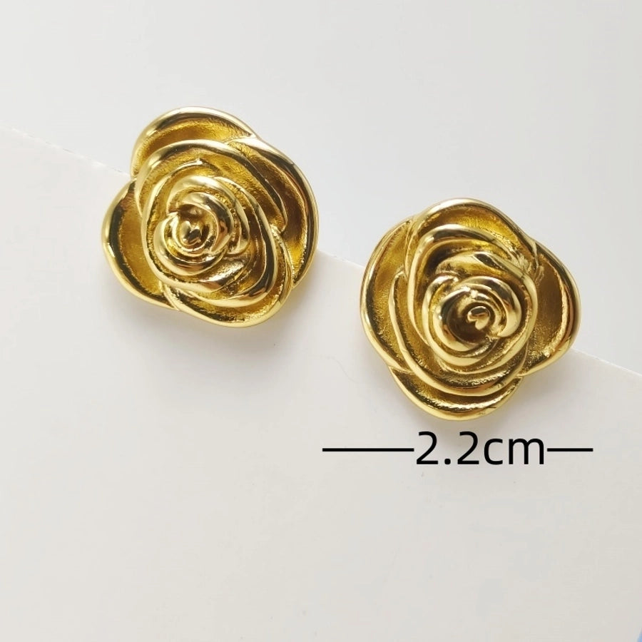 1 Pair Elegant Commute Flower 304 Stainless Steel Ear Studs