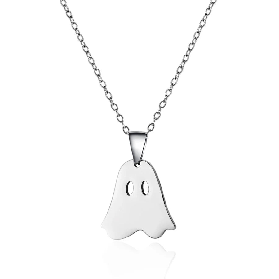 Jewelry Funny Pumpkin ghost Spider 201 Stainless Steel Asymmetrical Hollow Out Pendant Necklace