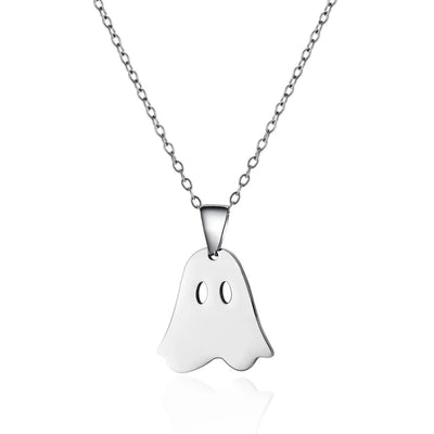 Jewelry Funny Pumpkin ghost Spider 201 Stainless Steel Asymmetrical Hollow Out Pendant Necklace