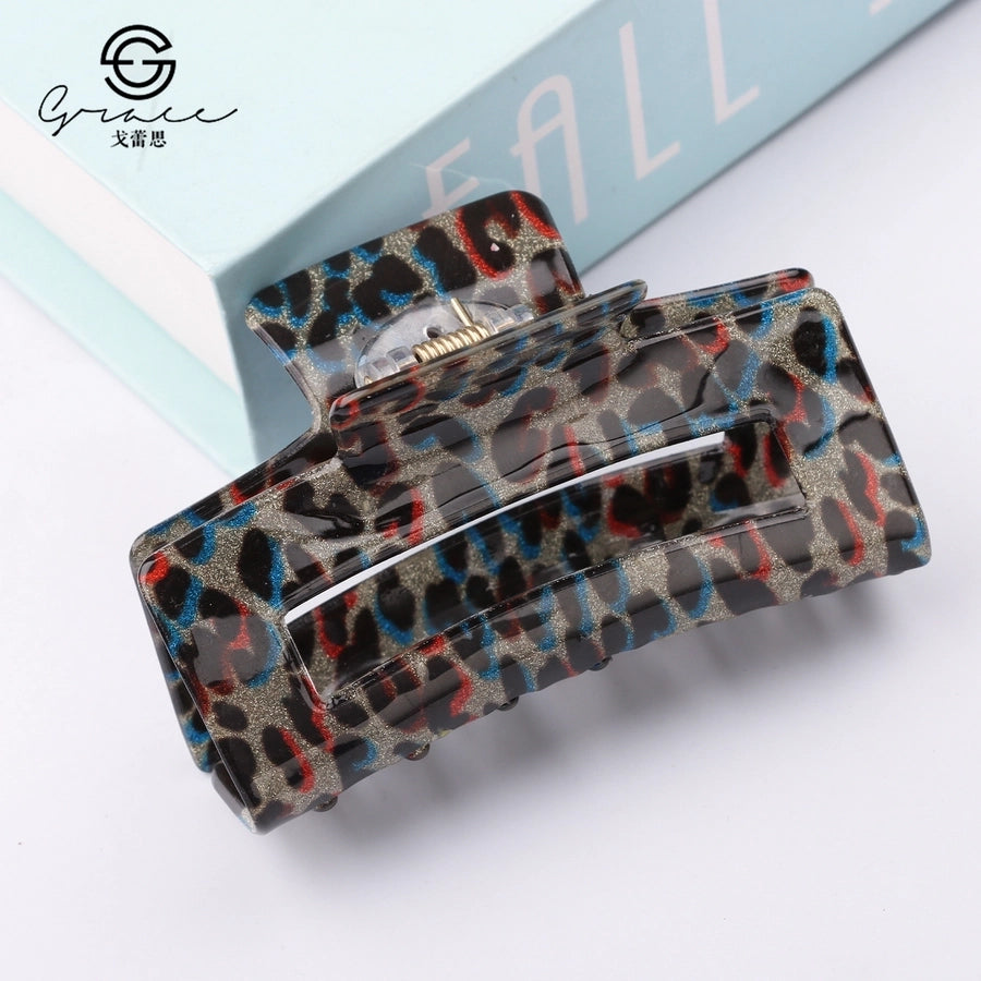 simple style leopard acetic acid sheets hair claws 1 piece