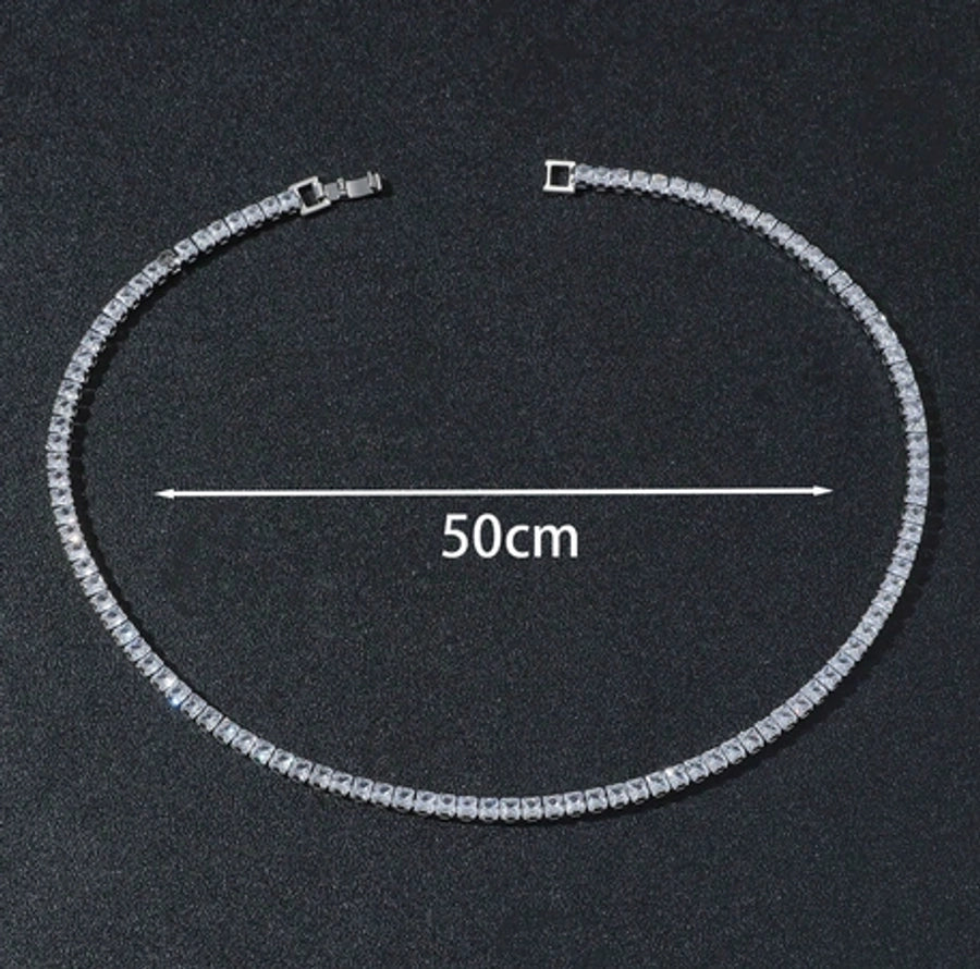 Jewelry Hip-Hop Vintage Style Geometric Copper Zircon Inlay Necklace