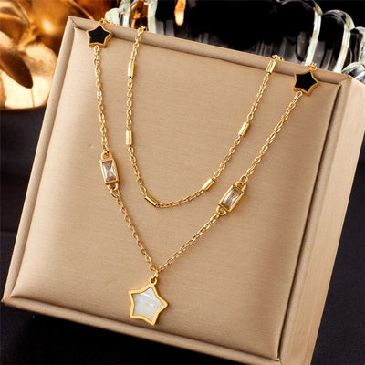 Jewelry Lady Star Heart Shape Butterfly Titanium Steel Irregular Plating Necklace