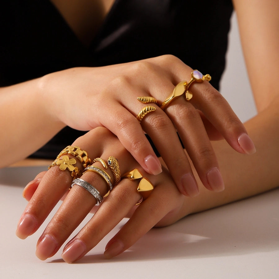 Jewelry IG Style Classic Style Irregular Geometric 304 Stainless Steel Titanium Steel 18K Gold Plated Open Rings