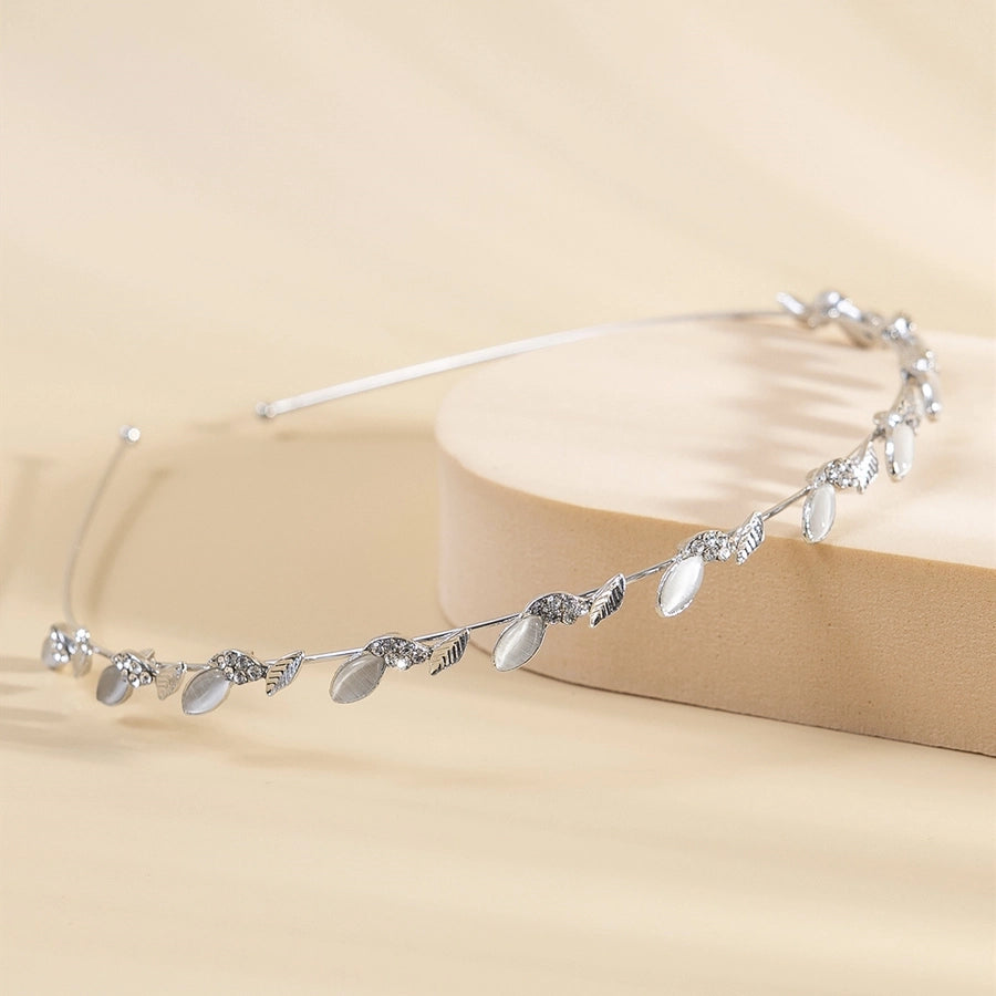 women's simple style waves flower bow knot metal inlay pearl zircon hair band