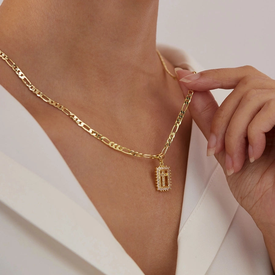 Jewelry French Style Simple Style Cross Copper 14K Gold Plated Pendant Necklace