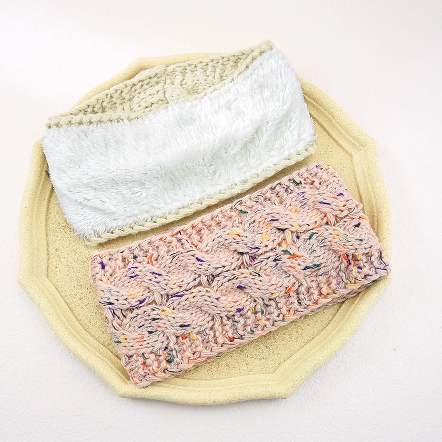 plus velvet knitted hair band wool color dot yarn headband variegated warm hair accessories autumn and winter twist ear protection headband