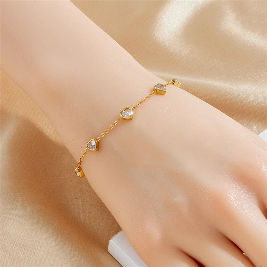 Elegant Streetwear Heart Shape 304 Stainless Steel Bracelets In Bulk