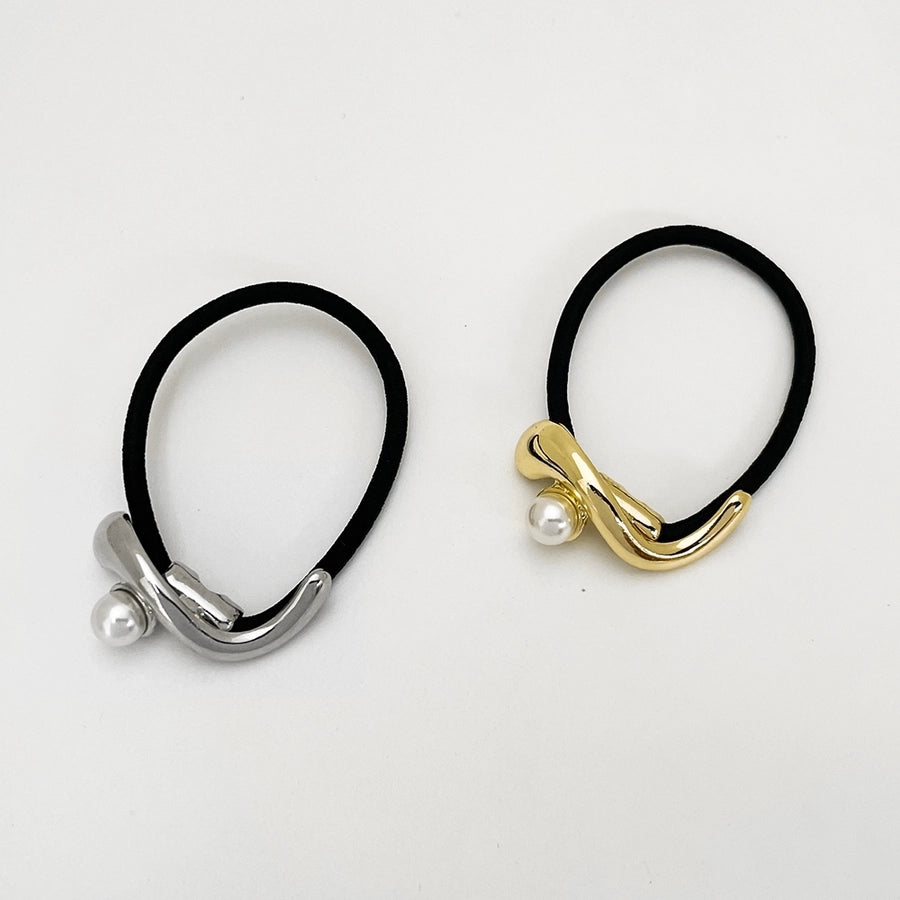 Women's Casual Elegant Simple Style Round Dots Alloy Elastic Band Inlay Pearl Hair Tie