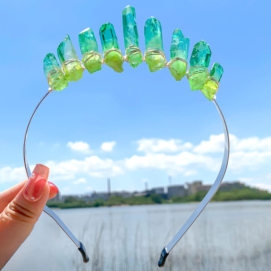 Women's Luxurious Wedding Bridal Irregular Alloy Knitting Natural Stone Hair Band