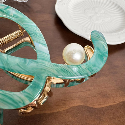 Women's IG Style Waves Arylic Alloy Inlay Pearl Hair Claws