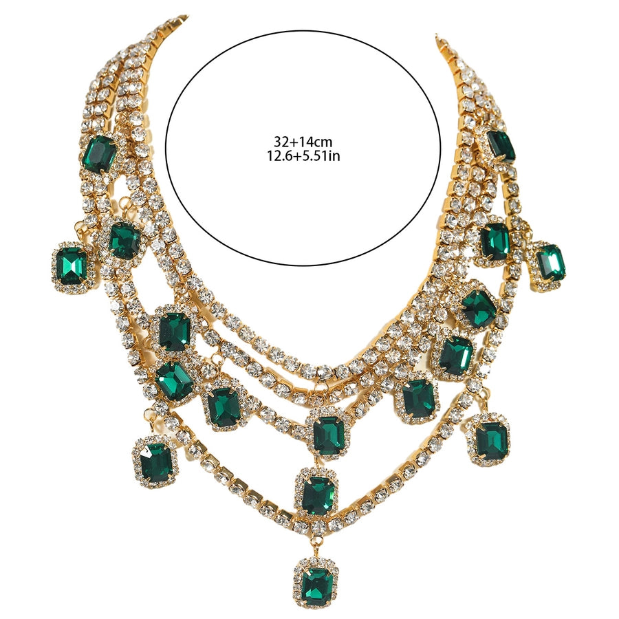 Jewelry Wedding Shiny Color Block Rhinestone Copper Rhinestones Jewelry Set