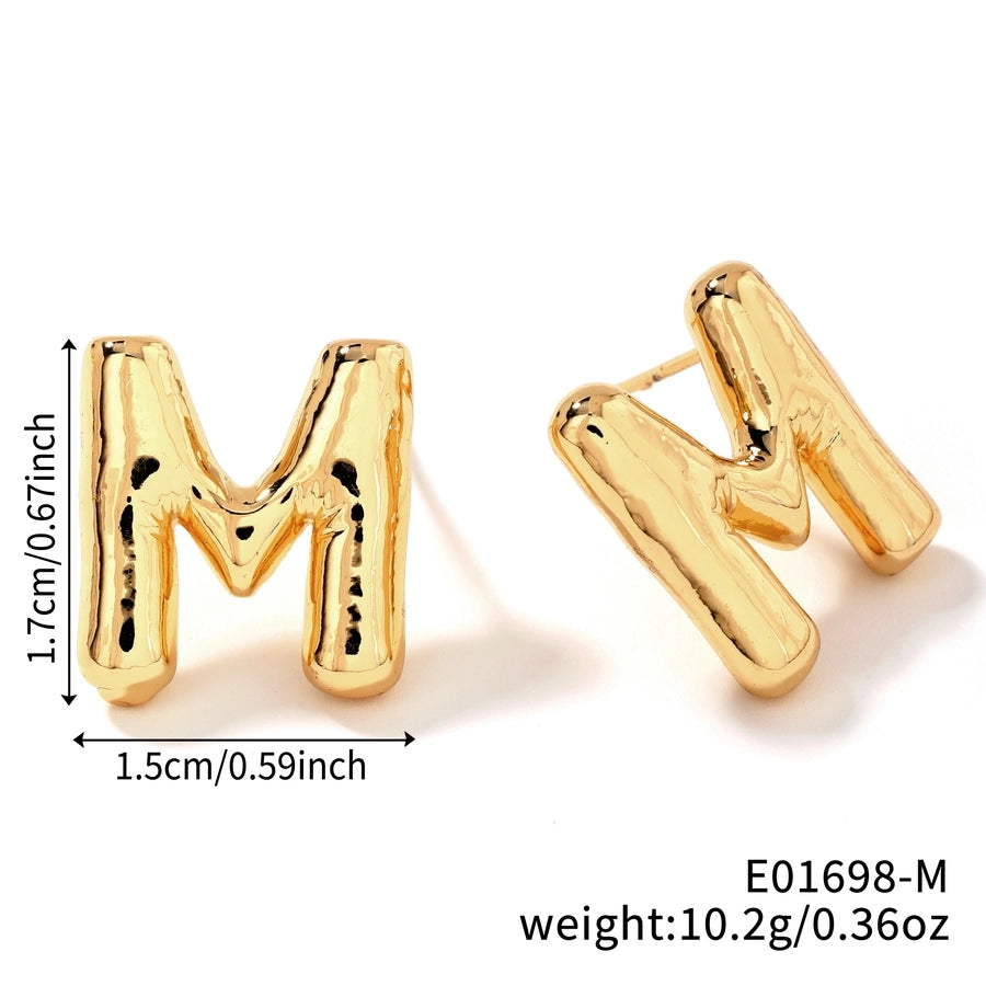 1 Pair Sweet Simple Style Shiny Letter Plating Copper K Gold Plated Ear Studs