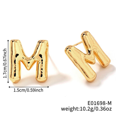 1 Pair Sweet Simple Style Shiny Letter Plating Copper K Gold Plated Ear Studs