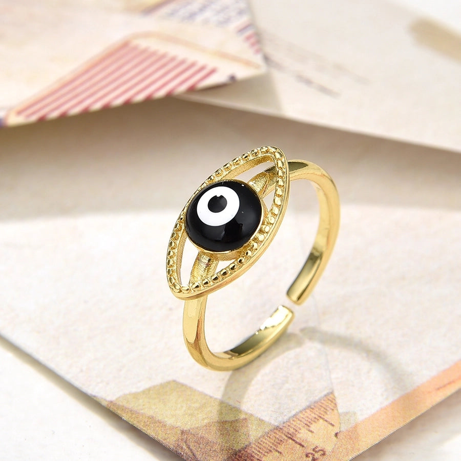 Copper Plating 18K Color Retention Drip Oval Eye Opening Ring