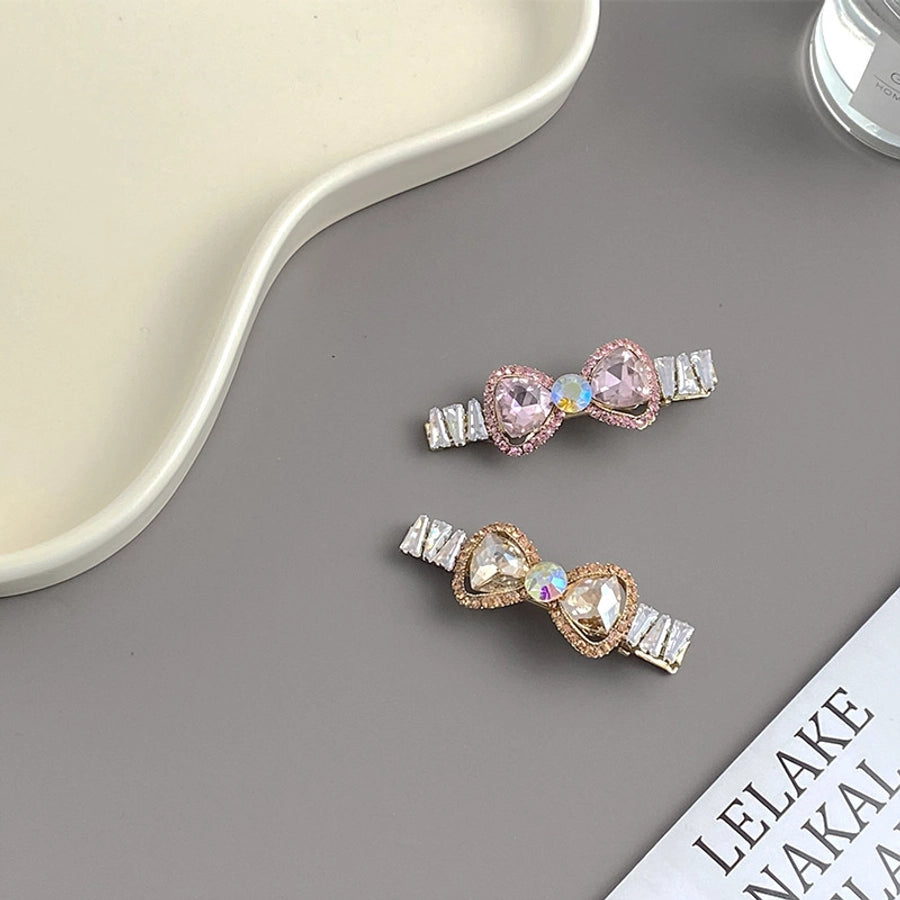 women's elegant bow knot alloy inlay zircon hair clip