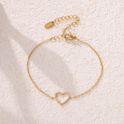 Jewelry Elegant Luxurious Vacation Heart Shape Titanium Steel 18K Gold Plated Plating Jewelry Set