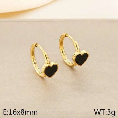 1 Pair Vintage Style Square Heart Shape Hollow Out Inlay 304 Stainless Steel Pearl Zircon 18K Gold Plated Earrings