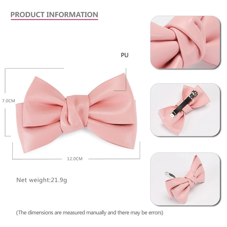 Women's Simple Style Classic Style Bow Knot Pu Leather Hair Clip