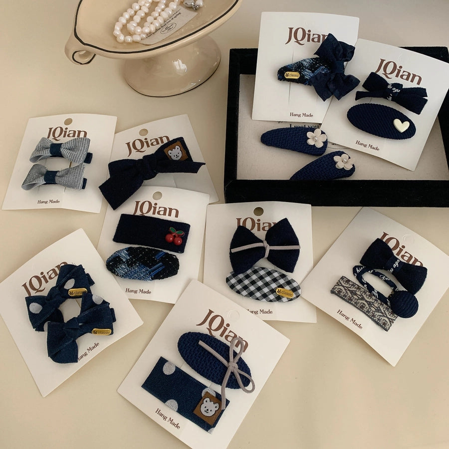 Sweet Simple Style Women's Plaid Bow Knot Cloth Hair Clip