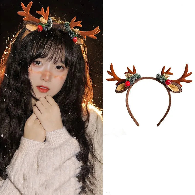 Christmas Fashion Women'S Antlers Flocking Handmade Hair Band