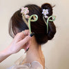 sweet flower alloy plating inlay artificial pearls hair claws
