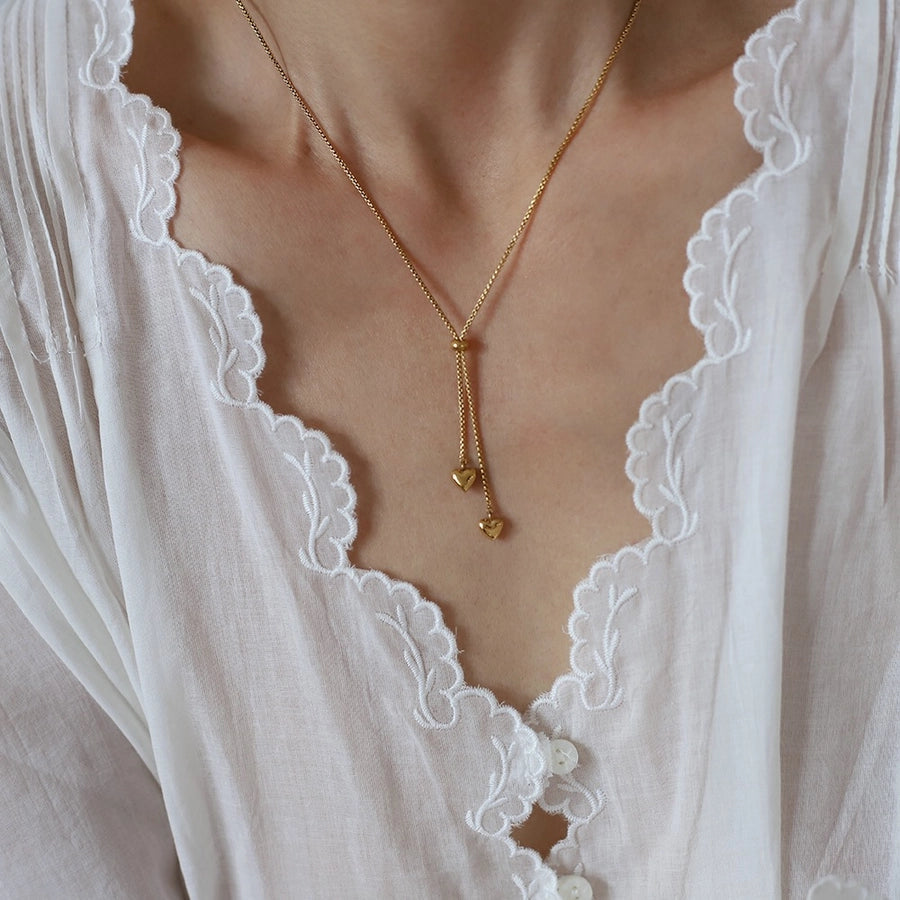 Jewelry Simple Style Heart Shape 304 Stainless Steel Gold Plated Plating Pendant Necklace