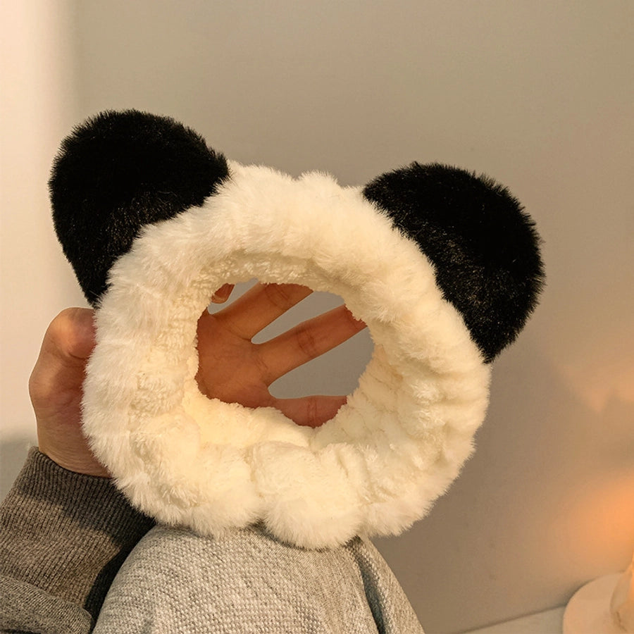 Cute cartoon plush panda ear headband facial mask for washing autumn and winter wide-brimmed hair band female Net Red