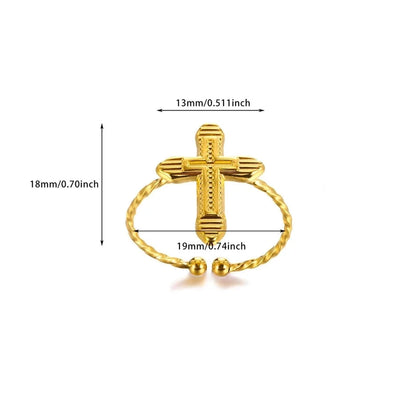 Jewelry Casual Vintage Style Streetwear Cross 304 Stainless Steel 18K Gold Plated Open Rings