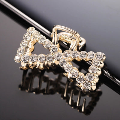 simple style solid color alloy inlay rhinestones hair claws 1 piece