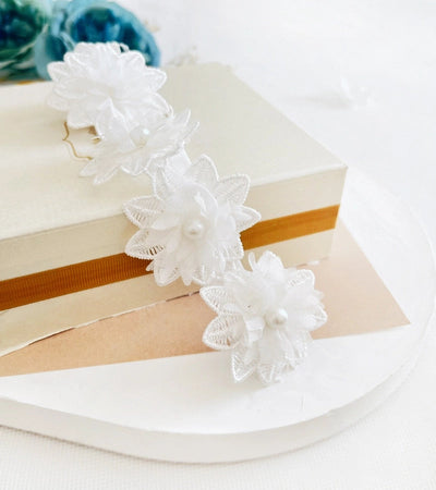 princess solid color bow knot lace net yarn hair band