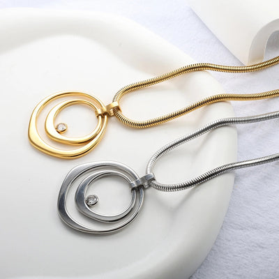 Jewelry Elegant Simple Style Round 304 Stainless Steel Plating Earrings Necklace