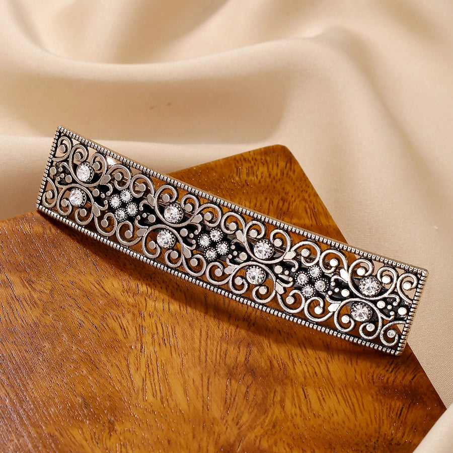 1 Metal Diamond Rectangular Pattern Hollow Spring Clip