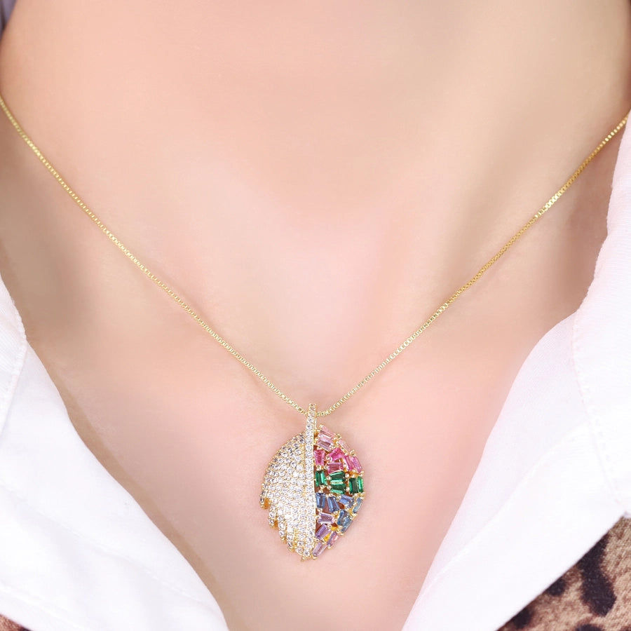 Copper Plating Leaf Pendant Necklace