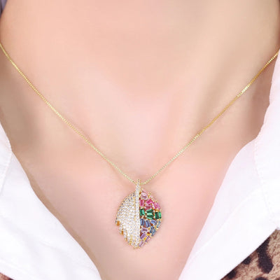 Copper Plating Leaf Pendant Necklace