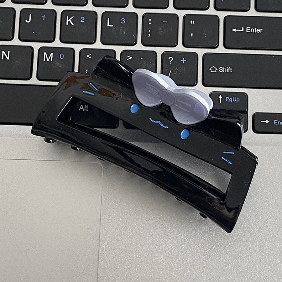 simple style bow knot acetic acid sheets printing hair claws