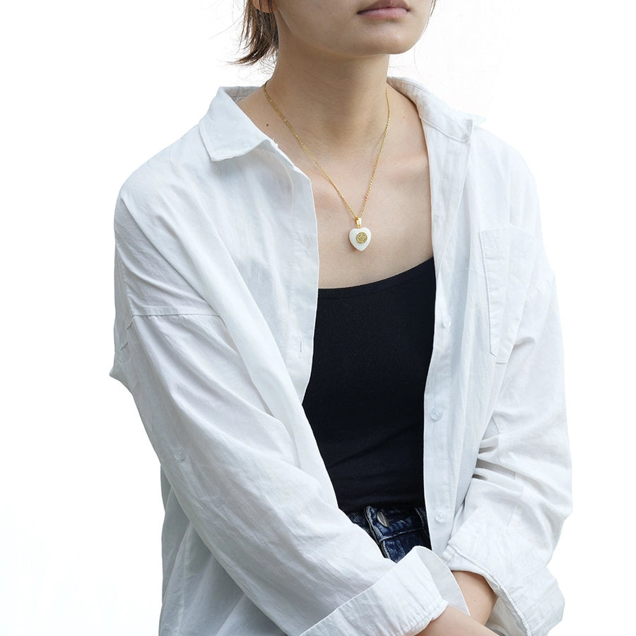 Elegant Heart Shape 304 Stainless Steel Shell  Pendant Necklace