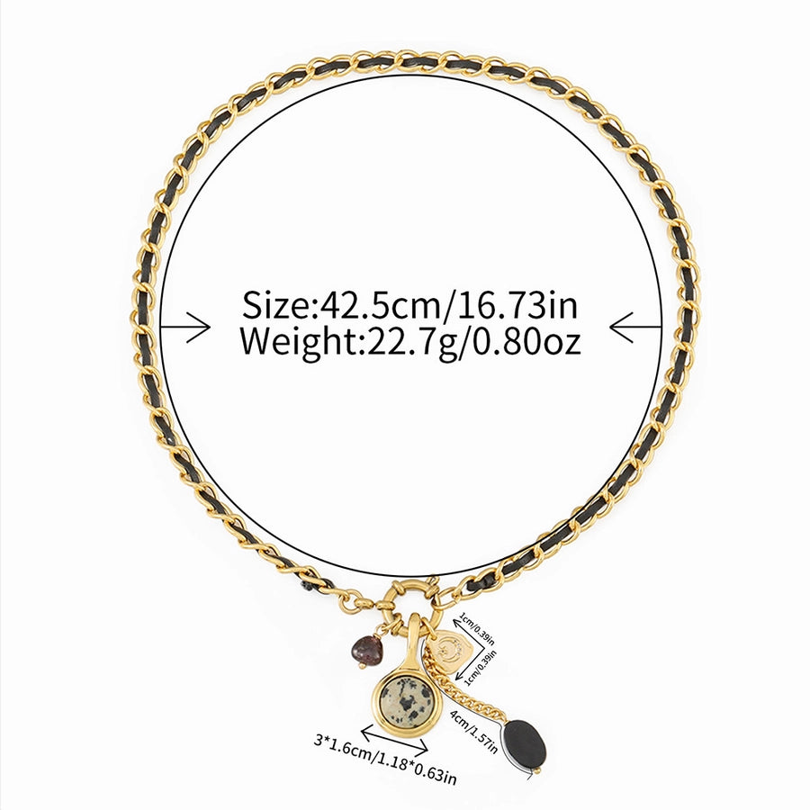 Retro Geometric natural stone Copper Black Pointed Crystal Necklace In Bulk