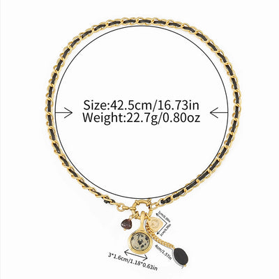 Retro Geometric natural stone Copper Black Pointed Crystal Necklace In Bulk