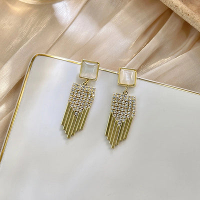 Shake the sound hot with the recommend 100 925 silver pin earrings earrings classic geometric long tassel earrings