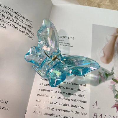 fashion butterfly plastic resin polishing hair claws