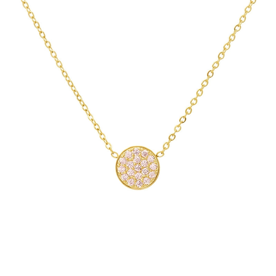 Jewelry IG Style Simple Style Round 304 Stainless Steel Zircon 14K Gold Plated Inlay Necklace