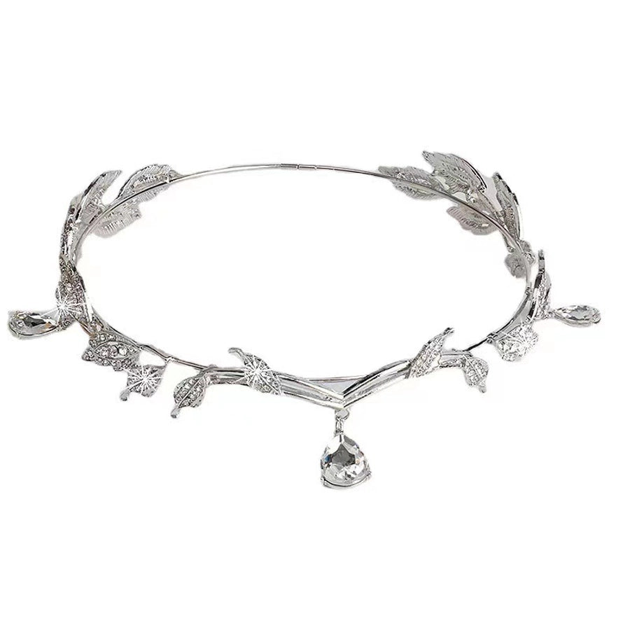 Women's Fairy Style Princess Leaves Metal Plating Inlay Artificial Crystal Rhinestones Hair Band