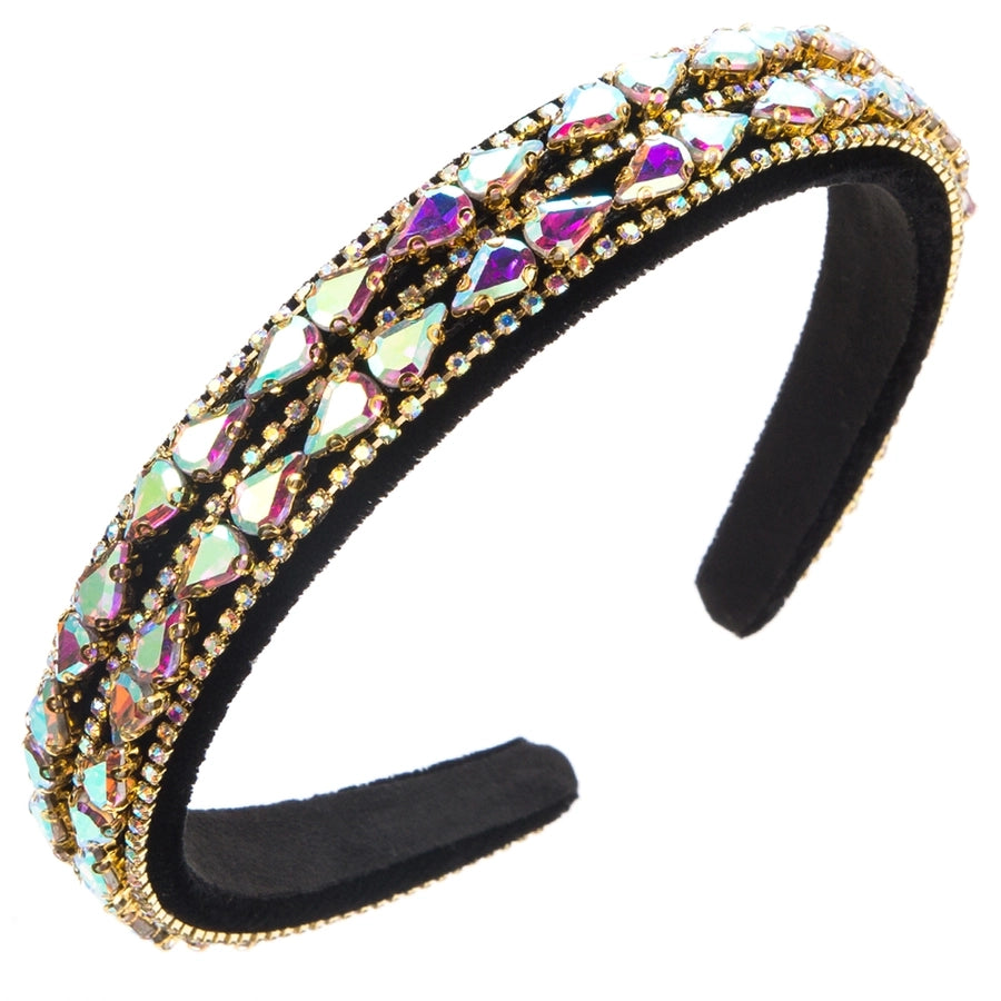 women's elegant luxurious water droplets alloy cloth inlay rhinestones hair band