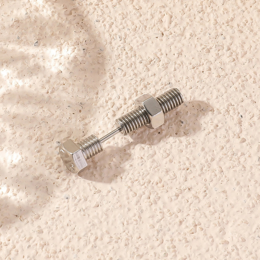 Hip hop simple titanium steel trendy men's personalized screw earrings earrings men's and women's street wear