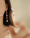 1 Pair Elegant Glam Geometric Inlay 304 Stainless Steel Pearl Drop Earrings
