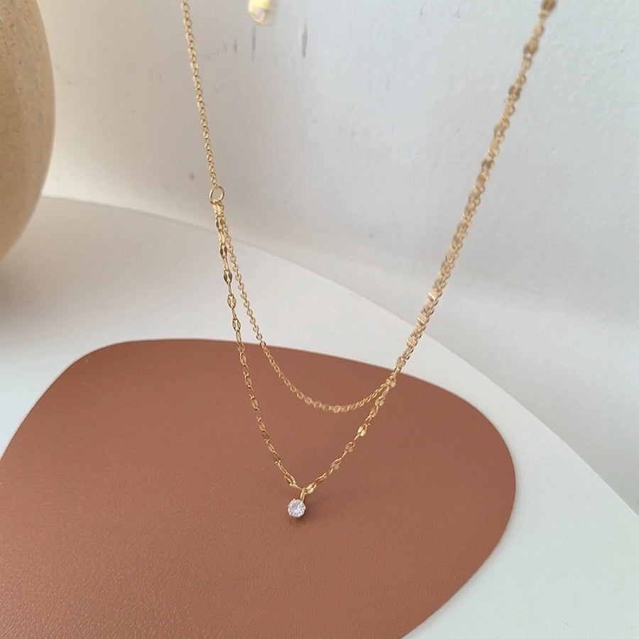 Jewelry IG Style Simple Style Geometric Titanium Steel Zircon Inlay Bracelets Necklace