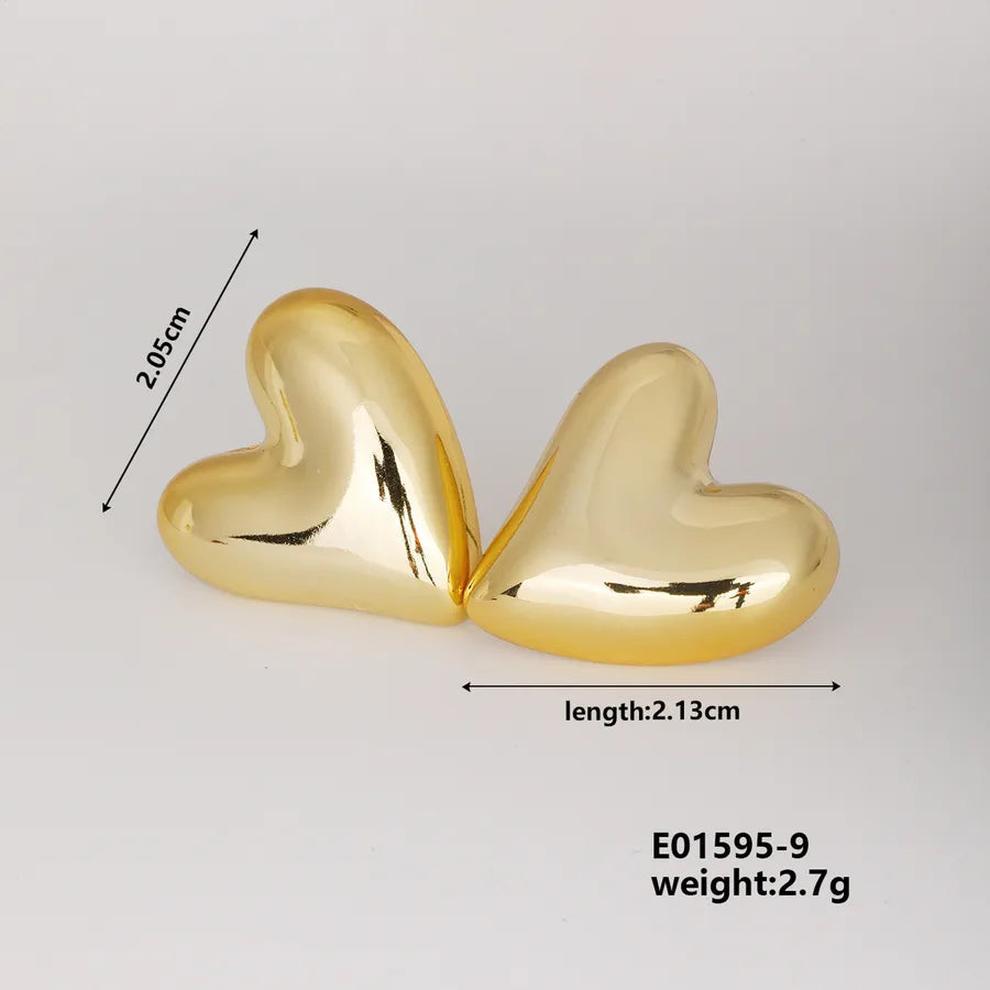 1 Pair Basic Classic Style Geometric Star Heart Shape Irregular CCB K Gold Plated Stud Earrings