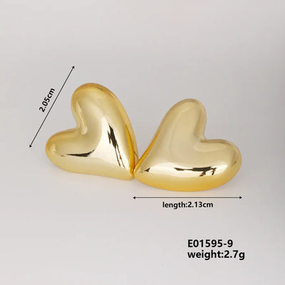 1 Pair Basic Classic Style Geometric Star Heart Shape Irregular CCB K Gold Plated Stud Earrings