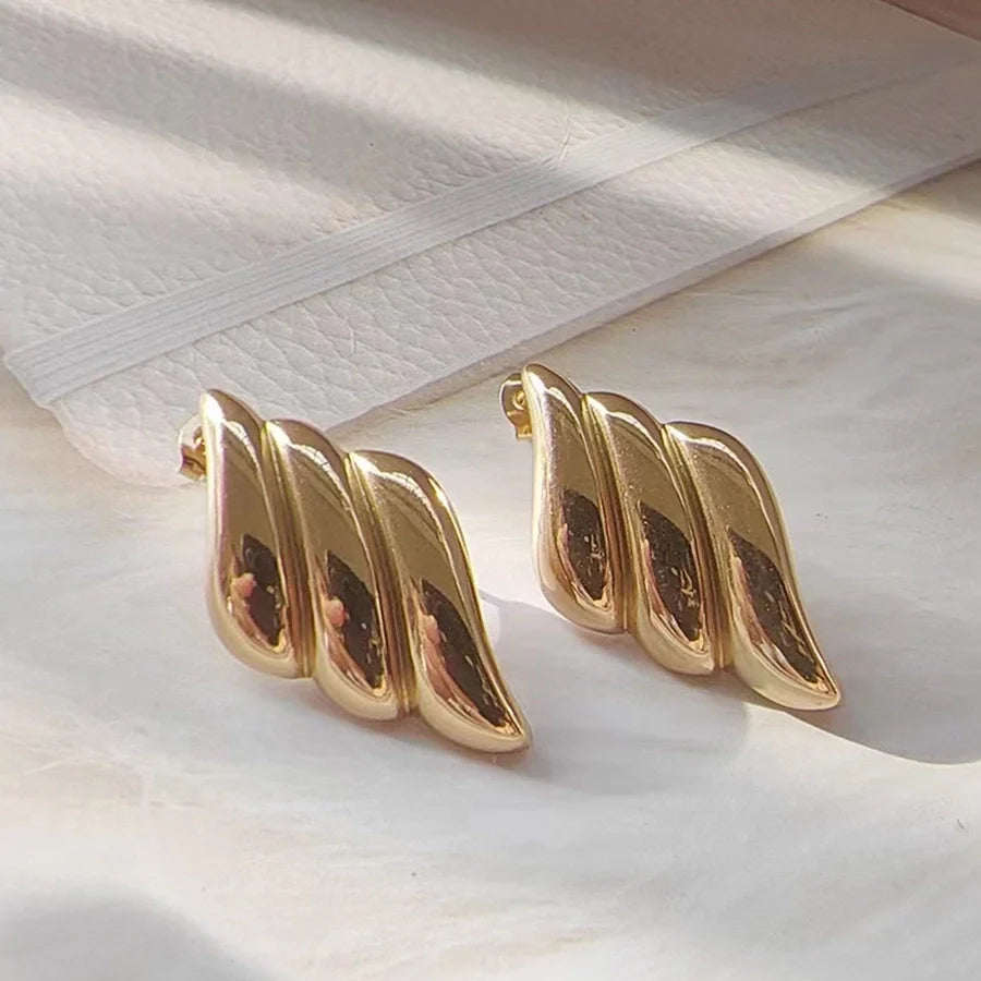 1 Pair Simple Style Wings Plating 304 Stainless Steel 18K Gold Plated Ear Studs